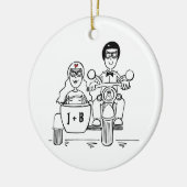 Custom Motorrad und Sidecar Hochzeitsgeschenk Kera Keramik Ornament (Links)