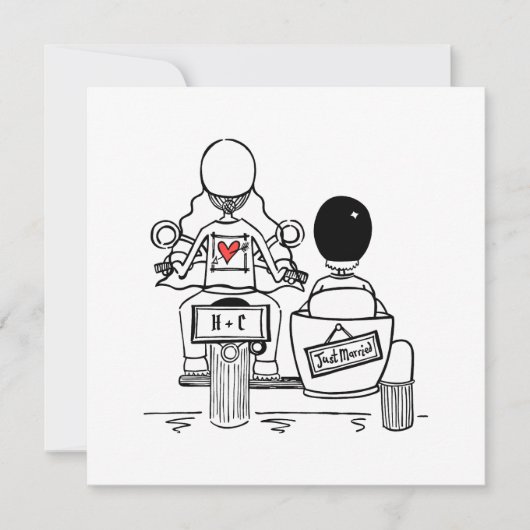 Custom Motorrad und Sidecar Wedding Einladung (Vorderseite)