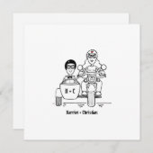 Custom Motorrad und Sidecar Wedding Einladung (Vorne/Hinten)