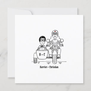 Custom Motorrad und Sidecar Wedding Einladung