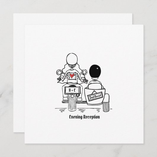Custom Motorrad und Sidecar Wedding Einladung (Vorne/Hinten)
