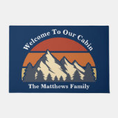 Custom Mountain Sunset Blue Log Kabine Willkommen Fußmatte (Vorderseite)