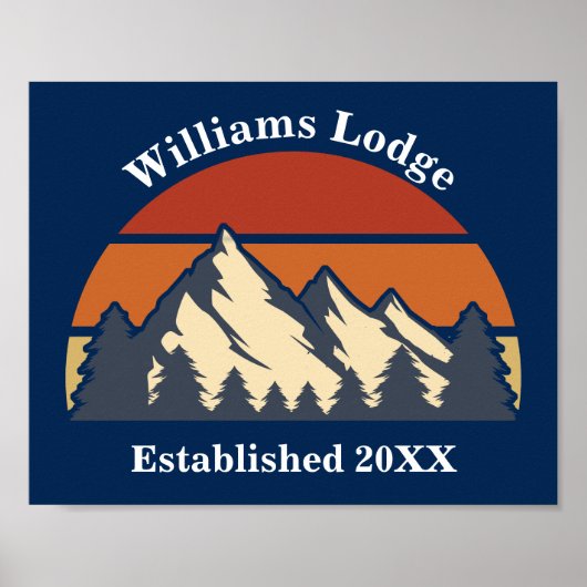Custom Mountain Sunset Log Cabin Zuhause Blue Poster (Vorne)