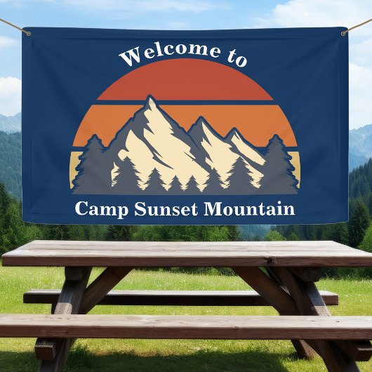 Custom Mountain Sunset Nature Camp Blauer Empfang Banner