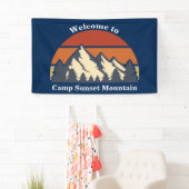 Custom Mountain Sunset Nature Camp Blauer Empfang Banner (Insitu)
