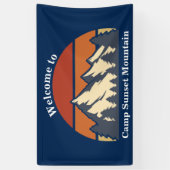 Custom Mountain Sunset Nature Camp Blauer Empfang Banner (Vertikal)