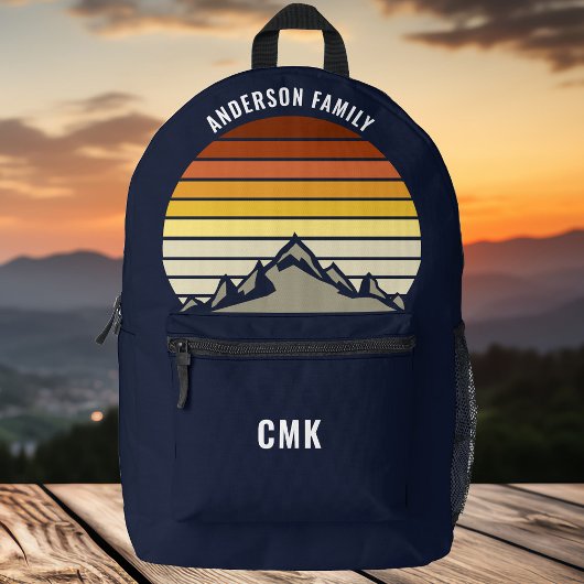 Custom Mountain Sunset Navy Blue Wandern Bedruckter Rucksack