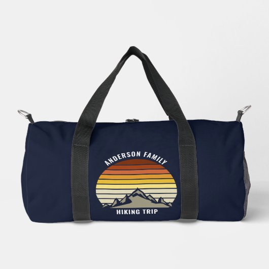 Custom Mountain Sunset Navy Blue Wandern Duffle Bag (Vorderseite)