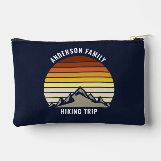 Custom Mountain Sunset Navy Blue Wandern Zubehörtasche (Rückseite)