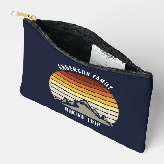 Custom Mountain Sunset Navy Blue Wandern Zubehörtasche (Offen)