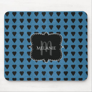 Custom Mouse Pad Grunge Hört Blue Black Mousepad
