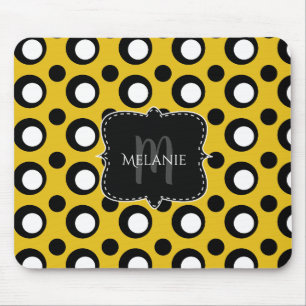 Custom Mouse Pad Polka Dots Yellow Black White Mousepad