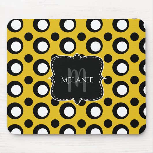 Custom Mouse Pad Polka Dots Yellow Black White Mousepad (Vorne)