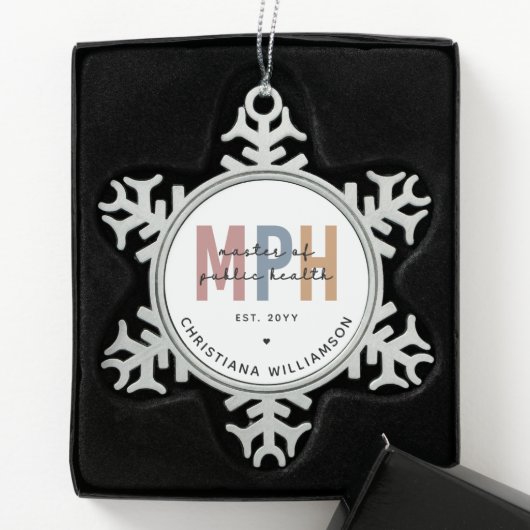 Custom MPH Master of Public Health Abschluss Schneeflocken Zinn-Ornament (Box)