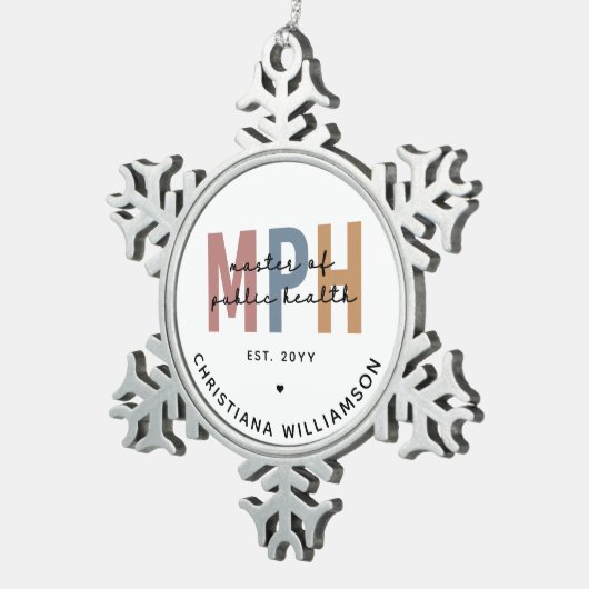 Custom MPH Master of Public Health Abschluss Schneeflocken Zinn-Ornament (Rechts)