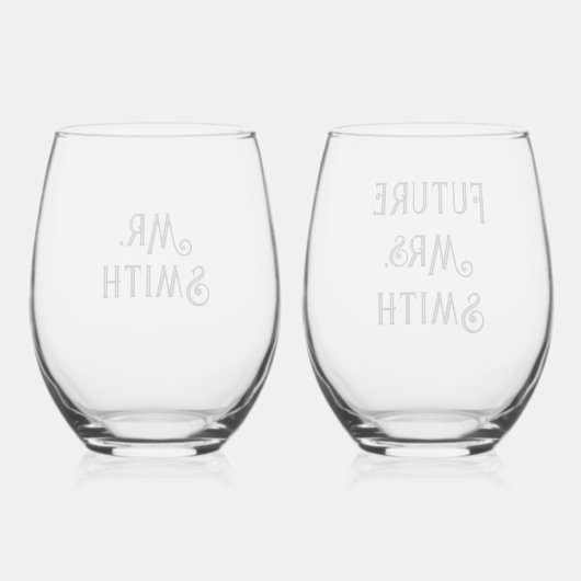 Custom Mr. and Future Mrs. Weinglas Ohne Stiel (Rückseite)