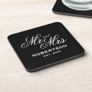 Custom Mr and Mrs name plastic beverage coaster Getränkeuntersetzer