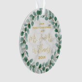 Custom Mr. and Mrs. Our First Christmas Verheirate Ornament (Vorderseite)