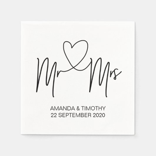 Custom Mr. and Mrs Wedding Table Napkin Set Serviette (Vorderseite)