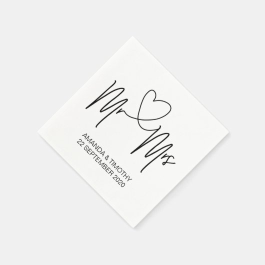 Custom Mr. and Mrs Wedding Table Napkin Set Serviette (Ecke)