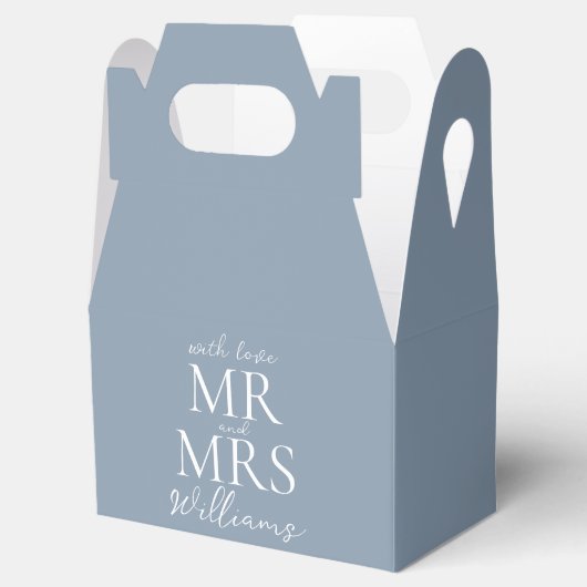 Custom Mr. Dusty Blue Modern Wedding Geschenkschachtel (Geöffnet)