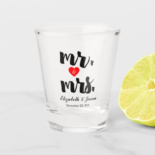 Custom Mr. Elegant Schwarz-weiß Wedding Schnapsglas (Vorderseite)