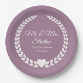 Custom Mr. & Mrs. Bride und Groom neu verheiratet Pappteller (Vorderseite)