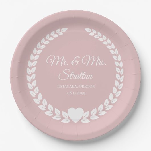 Custom Mr. & Mrs. Bride und Groom neu verheiratet Pappteller (Vorderseite)