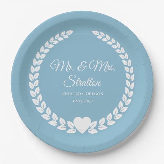Custom Mr. & Mrs. Bride und Groom neu verheiratet Pappteller (Vorderseite)