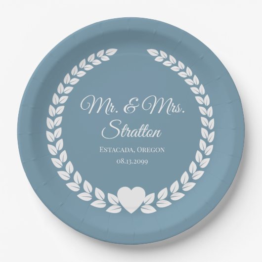 Custom Mr. & Mrs. Bride und Groom neu verheiratet Pappteller (Vorderseite)