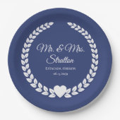 Custom Mr. & Mrs. Bride und Groom neu verheiratet Pappteller (Vorderseite)