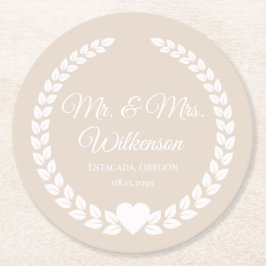 Custom Mr. & Mrs. Bride und Groom neu verheiratet Runder Pappuntersetzer
