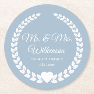 Custom Mr. & Mrs. Bride und Groom neu verheiratet Runder Pappuntersetzer