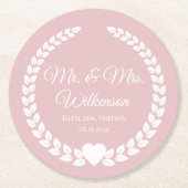 Custom Mr. & Mrs. Bride und Groom neu verheiratet Runder Pappuntersetzer (Vorderseite)