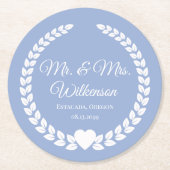 Custom Mr. & Mrs. Bride und Groom neu verheiratet Runder Pappuntersetzer (Vorderseite)