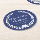Custom Mr. & Mrs. Bride und Groom neu verheiratet Runder Pappuntersetzer (Angewinkelt)