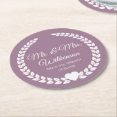 Custom Mr. & Mrs. Bride und Groom neu verheiratet Runder Pappuntersetzer (Angewinkelt)