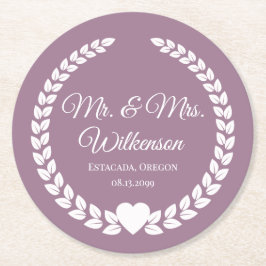 Custom Mr. & Mrs. Bride und Groom neu verheiratet Runder Pappuntersetzer