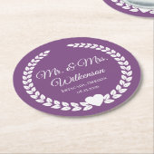 Custom Mr. & Mrs. Bride und Groom neu verheiratet Runder Pappuntersetzer (Angewinkelt)