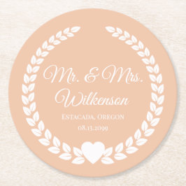 Custom Mr. & Mrs. Bride und Groom neu verheiratet Runder Pappuntersetzer