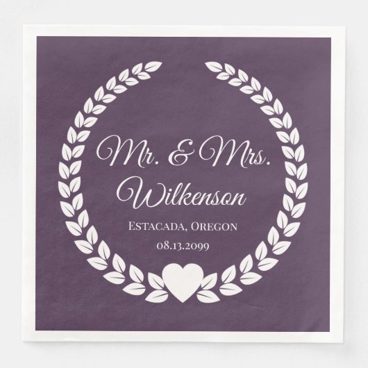 Custom Mr. & Mrs. Bride und Groom neu verheiratet Serviette (Vorderseite)
