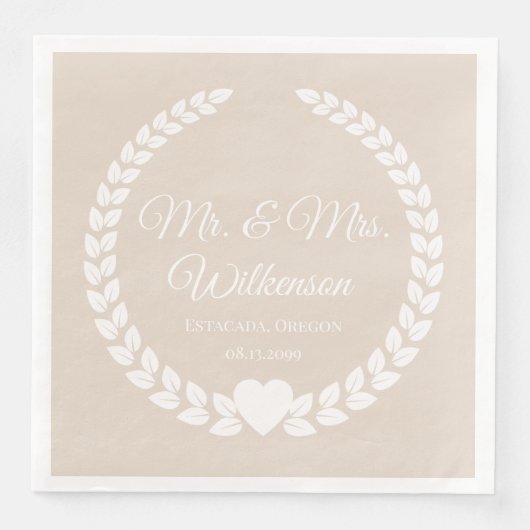 Custom Mr & Mrs Bride und Groom New Paper Serviette (Vorderseite)