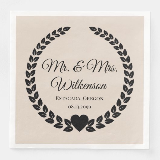 Custom Mr & Mrs Bride und Groom New Paper Serviette (Vorderseite)
