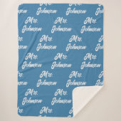 Custom Mr & Mrs Couple Blue Blanket for Newlyweds Sherpadecke (Vorderseite)
