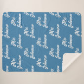 Custom Mr & Mrs Couple Blue Blanket for Newlyweds Sherpadecke (Vorderseite (Horizontal))