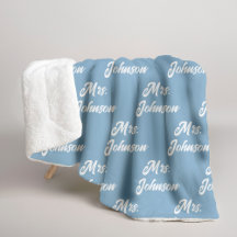 Custom Mr & Mrs Couple Blue Blanket for Newlyweds