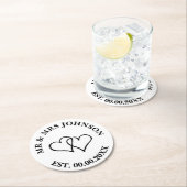 Custom mr mrs double heart Hochzeitsparty Unterset Runder Pappuntersetzer (Vor Ort)