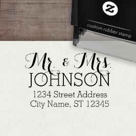 Custom Mr. & Mrs. Family Name and Return Address Permastempel