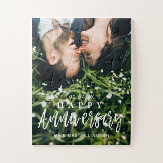 Custom Mr. & Mrs Happy Wedding Anniversary Foto Puzzle (Vertikal)