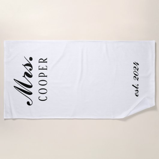 Custom Mr&Mrs Honeymoon Gift Newlyweds Strandtuch (Vorderseite)